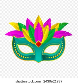 Colorful carnival party mask with transparent background