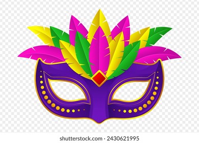 Colorful carnival party mask with transparent background