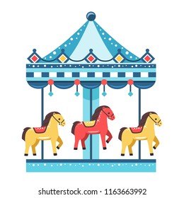 Colorful Carousel On White Background, Vector Illustration.