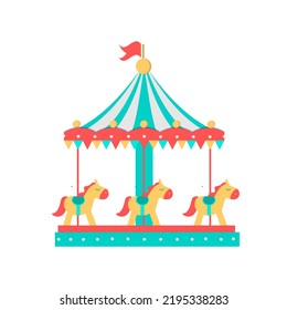 Colorful carousel on white background, vector illustration