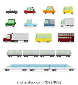 Colorful Cars Collection, Vehicles in cartoon flat style,vector,illustration