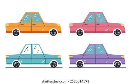 Colorful cars isolated set. Vector flat graphic design isolated illustration