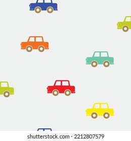 Colorful Cars Kids Wallpaper Pattern