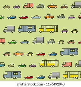Colorful Cars Pattern Vector