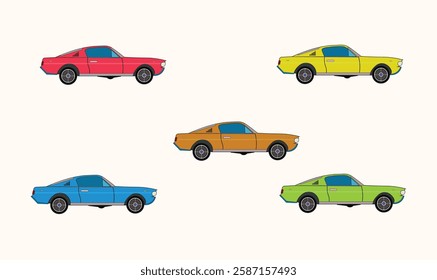 Colorful cars vector illustration for use.
