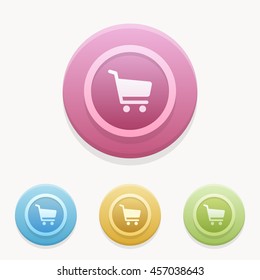colorful cart icon or button in flat style isolated vector illustration on white background