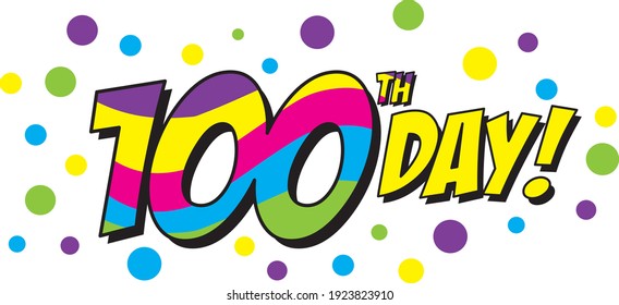 Colorful Cartoon 100th Day Graphic