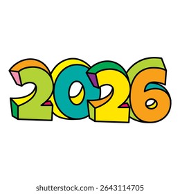 colorful cartoon 2026 text logo design vector