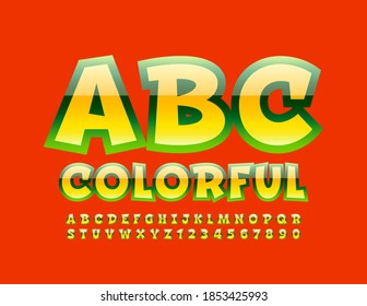 Colorful cartoon Alphabet Letters and Numbers. Vector Glossy Font. 