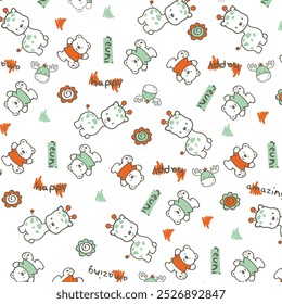 COLORFUL CARTOON ANIMALS PATTERN DESIGN
