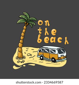 Colorful cartoon automobile design driving on a vibrant road with artistic text.