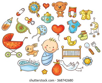 Colorful cartoon baby set