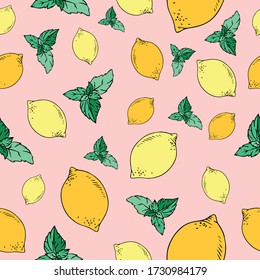 Colorful cartoon background, citrus pattern
