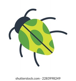 Colorful cartoon beetle flat icon. Vector illustration