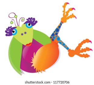 Colorful cartoon bird vector