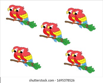 colorful cartoon birds on a white background.