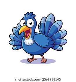 Colorful Cartoon Blue Bird Illustration - Fun and Playful Design