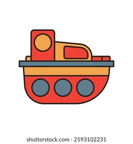 Colorful Cartoon Boat Illustration Vector