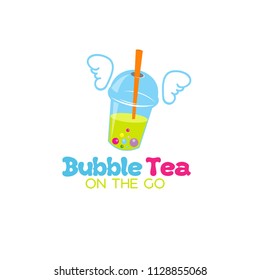 Colorful Cartoon Bubble Tea Logo Stock Vector (Royalty Free) 1128855068 ...