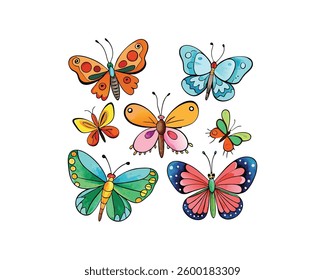 Colorful cartoon butterflies, perfect for kids' projects
