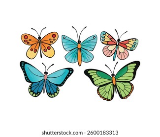 Colorful cartoon butterflies, perfect for kids' projects