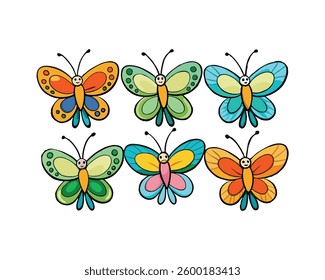 Colorful cartoon butterflies, perfect for kids