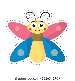 Colorful cartoon butterfly. Vector illustration
