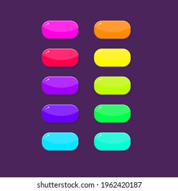 Colorful Cartoon Buttons Fon Games App Web UI Set Vector Design