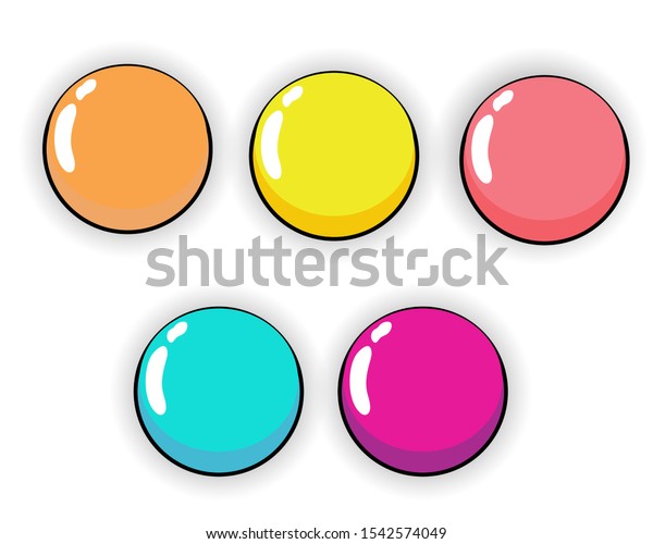 Colorful Cartoon Buttons Set Vector Illustrationgui Stock Vector ...