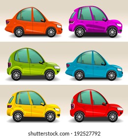 Colorful cartoon cars vector