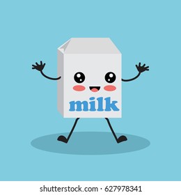 Colorful Cartoon Character Milk Cute Kawaii Stock Vector (Royalty Free ...