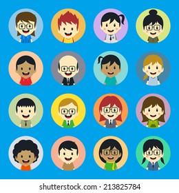 colorful cartoon character set