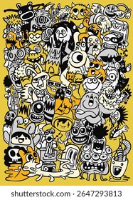 A colorful cartoon characters fill image, showcasing variety of playful and whimsical designs