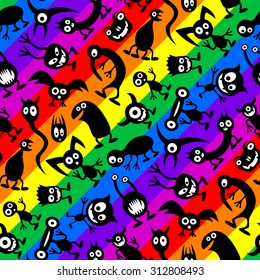Colorful cartoon characters seamless pattern.