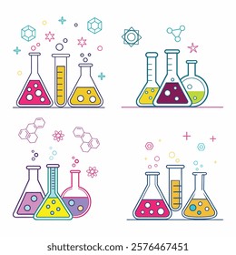 Colorful Cartoon Chemistry Lab Equipment Illustration