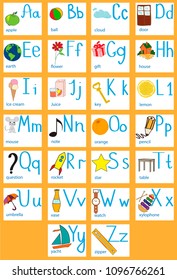 Colorful cartoon children English alphabet 