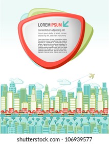 Colorful cartoon city landscape