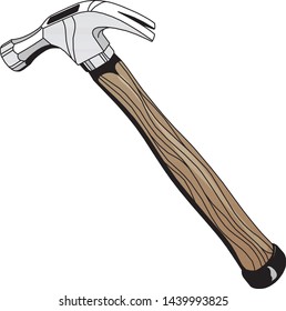 Colorful cartoon claw hammer. Handyman tool for home repair. Construction themed vector illustration for icon, logo, sticker, patch, label, sign, badge, certificate or flayer decoration