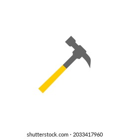 Colorful cartoon claw hammer. Handyman tool for home repair. Construction themed vector illustration for icon, logo, sticker, patch, label, sign, badge, certificate or flayer decoration