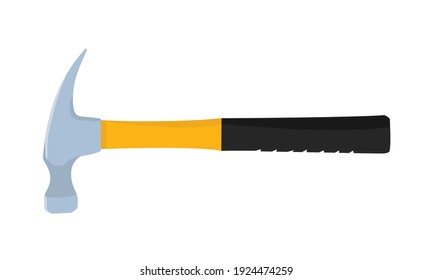 Colorful cartoon claw hammer isolated on white background. Handyman tool for home repair. Construction vector