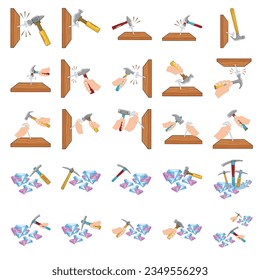 Colorful cartoon claw hammer. Repairman tools for home repair. Construction themed vector illustration for icon, logo, sticker, patch, label, sign, badge, certificate or flayer decoration