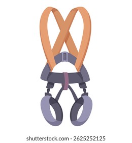 Colorful cartoon climbing harness vector illustration with adjustable buckle and secure strap on white background. Perfect for recreational mountaineering and outdoor adventure sports