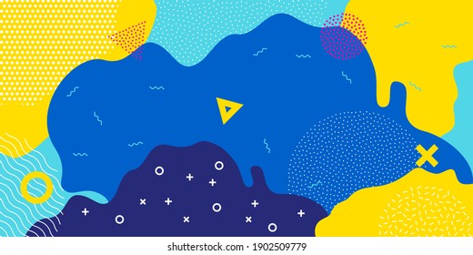 Colorful cartoon color splash background childish playground vector abstract geometric kid design Abstract pattern background, vector color paint splash shape art design. Memphis pattern background