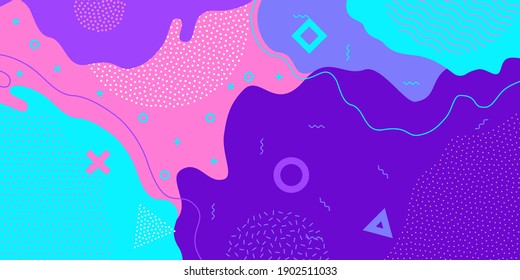 Colorful cartoon color splash background childish playground vector abstract geometric kid design Abstract pattern background, vector color paint splash shape art design. Memphis pattern background