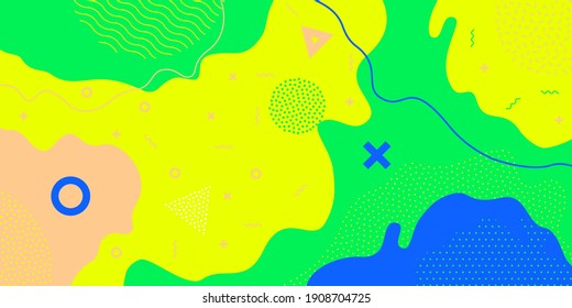 Colorido color de caricatura fondo salpicado infantil patio de recreo vectorial diseño abstracto de niño geométrico Abstracto fondo de patrón, pintura de color vectorial forma de arte de salpicadura. Fondo del patrón de Memphis