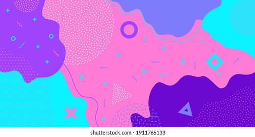 Colorful cartoon color splash background childish playground vector abstract geometric kid design Abstract pattern background, vector color paint splash shape art design. Memphis pattern background