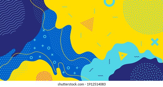 Colorful cartoon color splash background childish playground vector abstract geometric kid design Abstract pattern background, vector color paint splash shape art design. Memphis pattern background