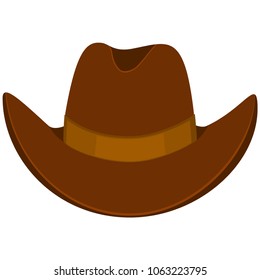 Colorful cartoon cowboy hat. Wild west vector illustration for gift card certificate sticker, badge, sign, stamp, logo, label, icon, poster, patch, banner invitation