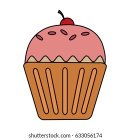 colorful cartoon cupcake with cherry