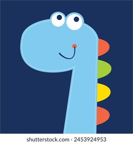 colorful cartoon cute dinosaur face vector